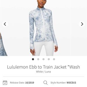 Lululemon Athletica Ebb to Train Jacket in White blue size 4 or 6 euc
